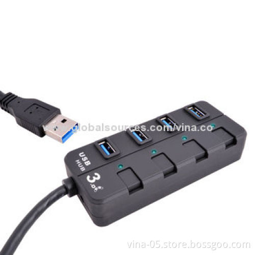 4-port USB3.0 Hub with Cable and On/Off Button